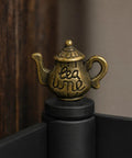 3-Piece Antique Bronze Teacup Hinge Heads Decorative Topper Set For Doors, Hinge Covers, Miniature Tea Set Decor