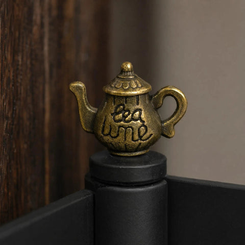 3-Piece Antique Bronze Teacup Hinge Heads Decorative Topper Set For Doors, Hinge Covers, Miniature Tea Set Decor