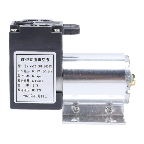 Brushless 12V DC Vacuum Pump Delivers Knockout Suction At 5 Liters Per Minute for Brake Bleeding and RV Service, compact design.