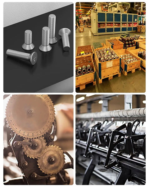 Industrial hardware components and machinery in a factory environment, showcasing various equipment and settings.