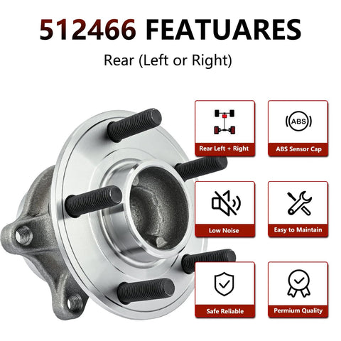 Pair Rear Wheel Bearing And Hub Assemblies For Ford Focus 2012 2013 2014 2015 2016 2017 2018 Without Active Park Assist Wheel Hub Replacement Kit