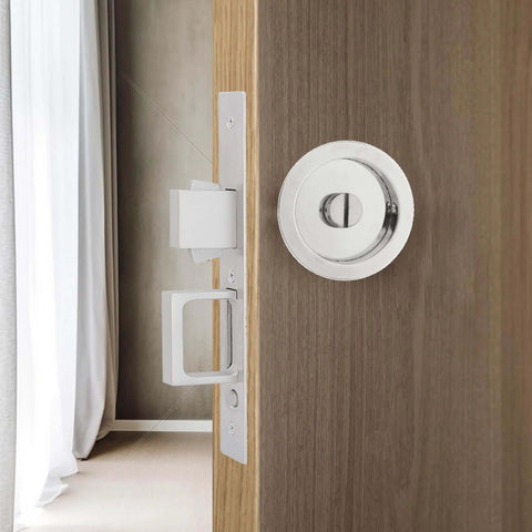 Pocket Door Hardware With Pull Recessed Door Handle Lock For Furniture Invisible Sliding Door Lock Handle Silver Zinc Alloy Construction Anti Rust Corrosion Resistant