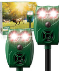 Solar Powered Ultrasonic Animal Repellent With Motion Sensor And LED Flashing Lights For Outdoor Yards Waterproof Device To Repel Deer Coyotes Raccoons And Cats 2-pack
