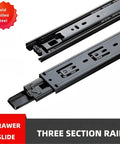 Heavy Duty 3 Way Cold Rolling Steel Drawer Slide Black Three Section Track Rail With Smooth Glide for drawers