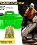 Portable Eye Wash Station With Wall Mount OSHA Approved Emergency Eye Wash Unit Includes Sign And Two Inspection Tags First Aid Units For Workplace Safety Job Site Ready 9 Gallon Bright Green.
