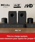11.4.6 Channel Dolby Atmos DTS X Pro Surround Soundbar With Dual 8-Inch Opposed Subwoofers, Wireless Home Theater System, Pro Cinema Engine For Next Level Immersive Movie Nights, Big Bass And Crystal Clear Dialogue, 58.1-inch wide soundbar setup