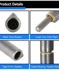 Four images showing details of Five Pack Water Drop Weld On Gate Hinges Set Beefy Heavy Duty Steel Weldable Hinges With Round Head Copper Pad