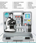 Kids Monocular Compound Microscope And Compact Refractor Telescope Starter Science Kit With Complete Accessory Bundle, tools and accessories in hard case.