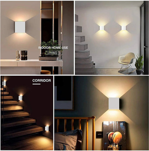Dimmable Wall Sconce Set Of 2 Plug In LED Wall Lamps 12W Acrylic Modern Lighting for living room and bedroom, warm white glow