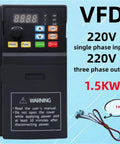 Front view of Budget Friendly 220V VFD Variable Frequency Drive Inverter for 1.5KW Motors, displaying control panel and cable