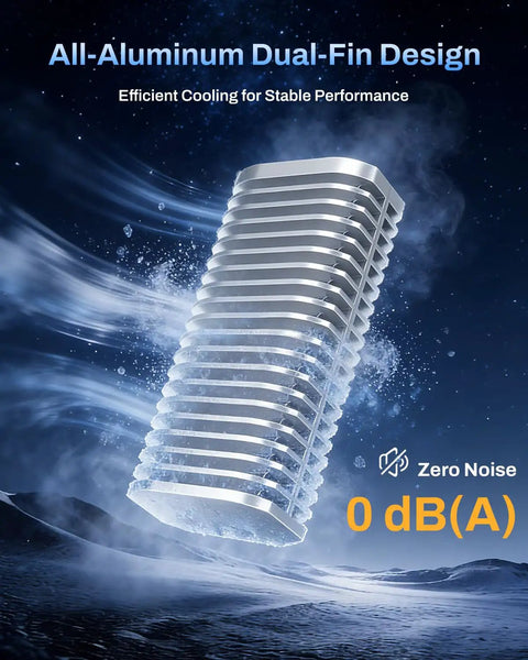 Badass 80Gbps M.2 Nvme Ssd Enclosure with all-aluminum dual-fin design for efficient cooling and zero noise