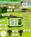 Brass Inlet And Outlet Sprinkler Timer For Garden Hose, 2 Zone Outdoor Water Timer With Rain Delay No Fuss Auto Manual Child Lock interface