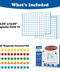 Magnetic XY Coordinate Dry Erase Grid For Classrooms 26 By 26 Inches Graph Board With Counters set contents