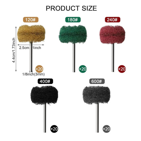 100 Pack Beefed Up Dual Layer Abrasive Polishing Wheels And Knockout Buffing Discs with assorted grit sizes and colors for metal prepping.