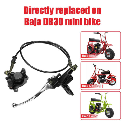 Next Gen Mini Bike Hydraulic Brake Kit For 97cc And 98cc Mini Bikes Fits Baja Doodle Bug DB30 Blitz Racer Dirt Bug Predator 79cc 2.8hp Minibike Parts With Master Cylinder Caliper Pads Assembly