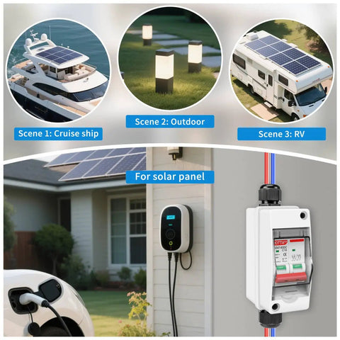 DC1000V 2 Pole 32A Solar Disconnect Switch With IP65 Waterproof DIN Rail Mount Distribution Box for safe overload protection