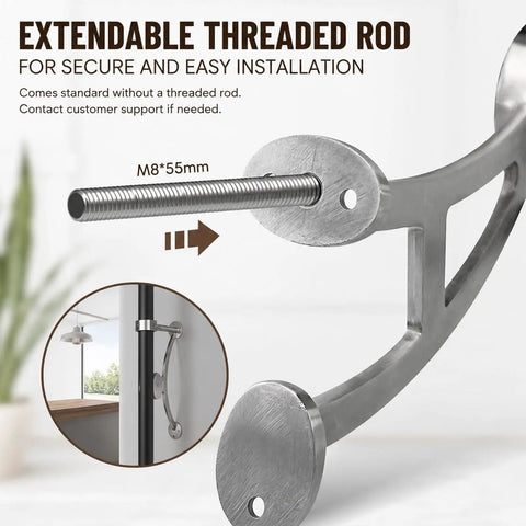 Stylish Bar Foot Railing With Dome End Caps And Complete Hardware Kit For Kitchen Island Or Restaurant To Provide Comfy Standing Support, M8x55mm threaded rod