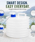 Collapsible Water Container With Spigot For Camping And Outdoors Foldable 15L Water Jug with handle and secure cap