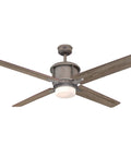 Cliff 56 Inch Industrial Steel Ceiling Fan With Dimmable LED Light Kit, Opal Frosted Glass, Remote Control Included, Reclaimed Hickory Blades