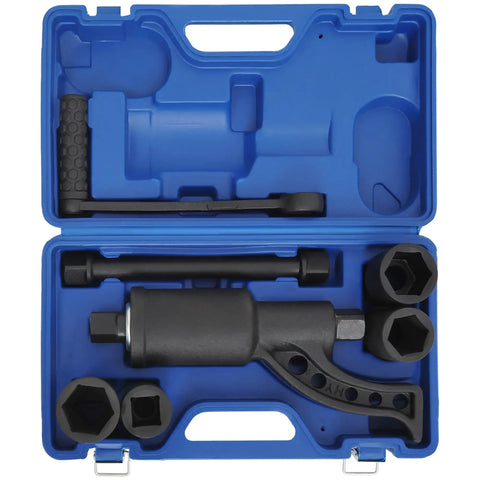 Heavy Duty Torque Multiplier Wrench Set With Carrying Case Go To Lug Nut Remover Kit For Cars SUVs Trucks And Heavy Duty Vehicles Includes 21mm 33mm 38mm And 41mm Sockets in blue carrying case