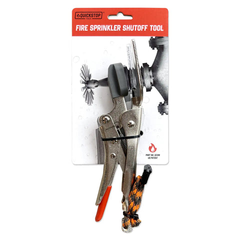 Emergency Fire Sprinkler Shutoff Wrench packaged for leak control, made of durable metal for commercial use, effective for multiple head types.