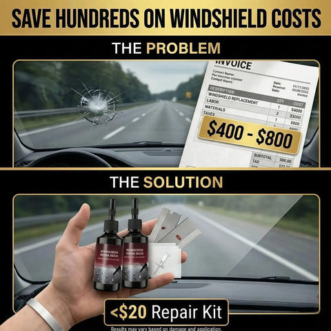 Windshield Crack Repair Kit For All Crack Types, No Fuss Five Minute Quick Fix With Nano Glass Repair Liquid, Two Bottles Included