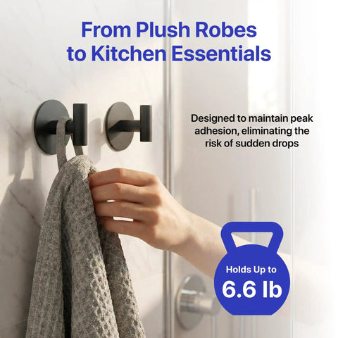 Heavy Duty Peel And Stick Wall Hooks Engineered For Clutter Free Homes Featuring No Sweat Setup With Gray Towel