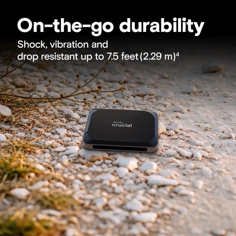 1TB Portable SSD With Blazing 1050 MB Per Second Transfer USB C 3 Point 2 Gen External Solid State Drive on rocky surface