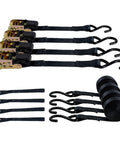 Four Pack Ratchet Straps 15 Feet 1800 LB Break Strength Heavy Duty Retracting Tie Down Straps Set For Truck Motorcycle ATV UTV Cargo Trailers No Fuss Hauling In Any Weather