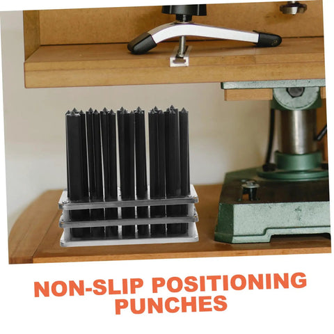 28-Piece Cylindrical Punch Set for Positioning Drilling and Mechanical Repairs shown on workbench