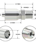ANCIMOON 3/8 in hose to 3/8 in NPT male hydraulic crimp fitting, side view, chrome-plated metal.