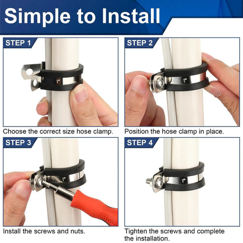 Installation steps for 111 Piece Cable Clamp Set With Ten Sizes For Wires And Hoses 304 Stainless Steel P Clamps With Rubber Cushions