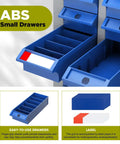 Close-up of ABS drawers with labels from 40 Drawer Small Parts Cabinet For Bolts And Nuts, Heavy Duty Steel Frame With ABS Drawers, Label System