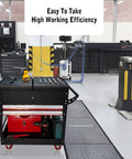 Rolling Tool Box On Wheels, Heavy Duty Tool Cart With Two Drawers, Handy Shop Storage Organizer For Garage, Warehouse And Factory, Easy To Move With Ergonomic Handle And Smooth Rolling Casters in garage