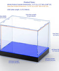 Dimensions of Lit Display Case With RGBW LED Lights USB Powered for 1:18 Car Models and 1:24 Die Cast Collectibles, 13x6.7x6.3 inches