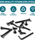 Toolbox Essential 304 Stainless Steel Hex Socket Cap Screws And Bolts 1/4 20 X 1 1/2 Inch Flat Head assortment kit display with black zinc plated fasteners.