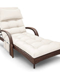 Waterproof Outdoor Chaise Lounge Cushion With Ties, 71 By 21 By 4 Inches, Cream Color Replacement Pad For Patio Furniture