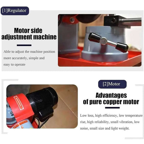 Heavy Duty Electric Saw Blade Sharpener Dry Wet Circular Grinder Precision Angle Mill Tool features motor adjustment and copper motor advantages.