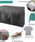 Beefy 100L Extra Large Storage Bags With Heavy Duty Zippers And Sturdy Carry Handles holding clothes and shoes