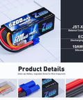 4S 6200mAh LiPo Battery 14.8V 80C High Discharge With Durable Hard Case EC5 Connector For RC Cars Trucks Tanks Buggy Truggy Racing Hobby Dual Pack Long Lasting Power For Intense RC Sessions product image with connector details.