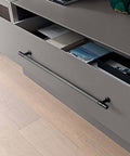 Black Zinc Alloy Cabinet Handles Set of 6, 12.6 Inch Center To Center Pulls on modern kitchen drawer