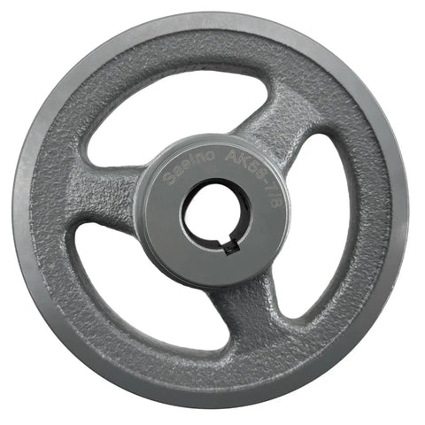 7/8 Inch Bore V Belt Pulley With 5.45 Inch Outer Diameter One Groove Beefy Cast Iron Sheave For A AX 3L 4L V-Belt Systems Mechanical Pulleys 7/8 Shaft With Keyseat 3/16 x 3/32 Includes 2 Screws