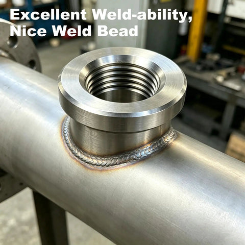 4 Pack Half Inch NPT Weld On Female Bung Fitting Badass 304 Stainless Steel close-up showing weld quality on fuel tank adapter.