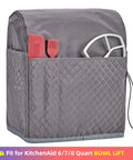 Quilted Dust Cover With Pockets For KitchenAid Stand Mixer 6 7 8 Quart Bowl Lift Grey Patent Design Protects Against Dust