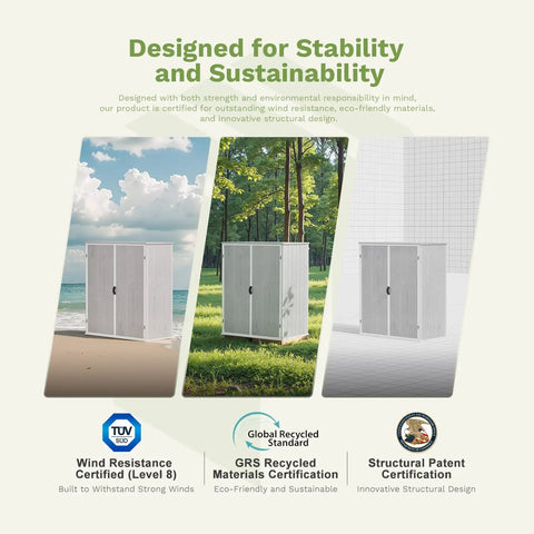 5 By 3 Ft Resin Outdoor Storage Shed With Floor Waterproof Plastic Cabinet Garden Organizer Shed With Lockable Door For Patio Furniture And Pool Accessories All Weather Light Gray with certifications