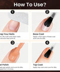 How to use 8 Piece Hema Free Gel Nail Polish Set With Base Coat And Top Coat, 6 Color Gel Polishes For LED UV Light Mani At Home DIY Kit