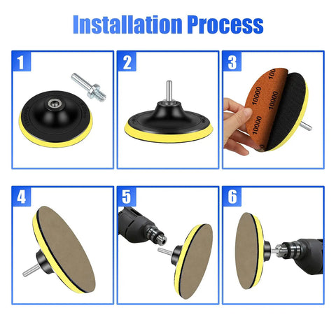 Water Grit Sandpaper Kit With 5 Inch Backing Pad installation steps for wet and dry grinding hook and loop discs and sander