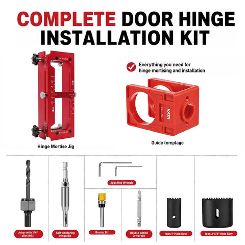 Top Shelf Door Hinge Mortise Jig And Lock Installation Kit For Interior Wood Doors with hinge mortise jig and guide template.