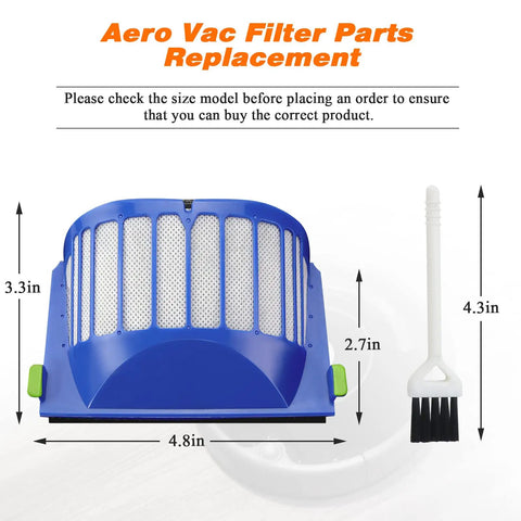 10 Pack Aero Vac Filter Replacement Set With Brush For iRobot Roomba 500 And 600 Series Vacuum Cleaners Including Models 536 550 551 595 614 620 630 645 650 655 660 665 670 675 677 680 690