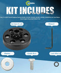 Go Kart Centrifugal Clutch With Three Quarters Inch Bore And Ten Tooth Gear For Chain Sizes Forty, Forty One, And Four Twenty, Heavy Duty, pictured with wrench, washer, clutch bolt, lock washer